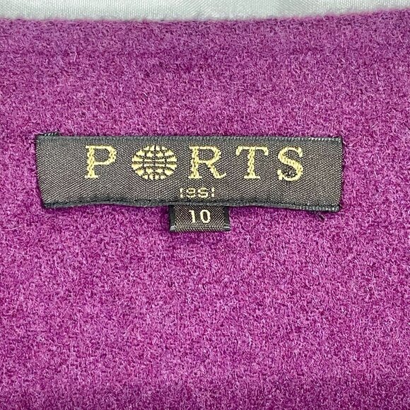 NWOT Vintage Ports 1961 Wool Cashmere Ruffle Coat Charcoal Gray Purple Womens 10 - Picture 5 of 15